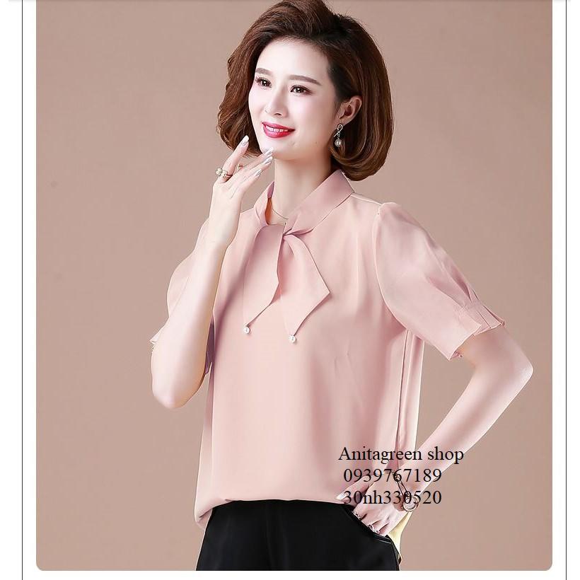 Nh330520-ÁO KIỂU QUÝ CÔ TAY NGẮN