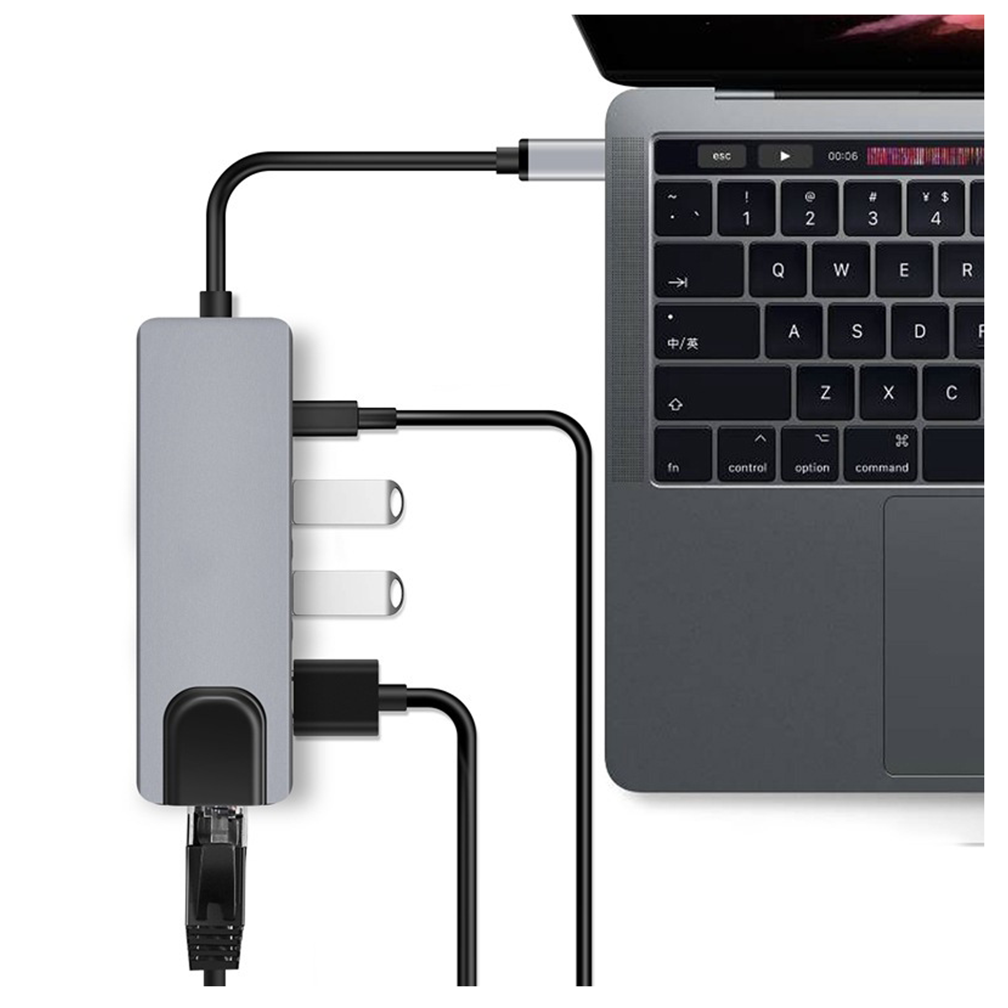 Hub Type C, Hub USB 3.0 5in1, Cổng Chuyển Đổi Type C To HDMI/HDTV, USB 3.0, RJ45, PD, Type C dành cho Mac book, Laptop, PC - Hàng Chính Hãng