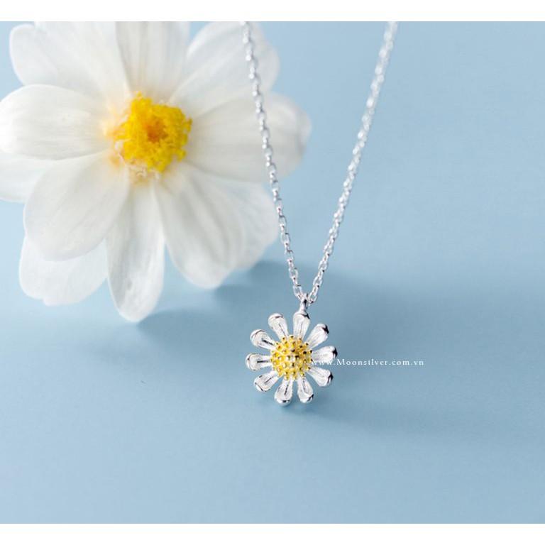 Dây chuyền bạc moonsilver vòng cổ bạc nữ hình hoa cúc họa mi xinh xắn