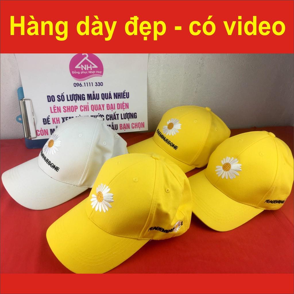 mũ hoa cúc,có video thật. hàng dày đẹp.mũ lưỡi trai đẹp hoa cúc, trắng,vàng