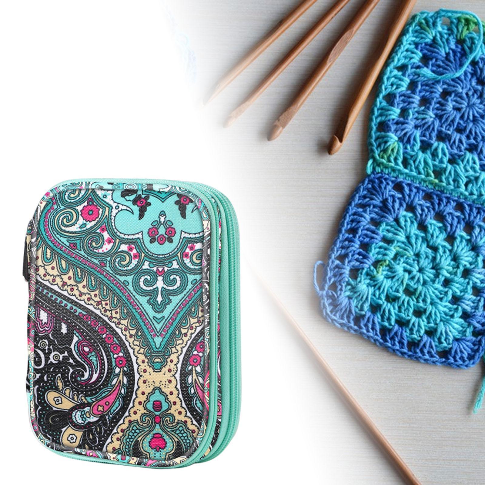Knitting Storage Bag Crochet Hooks Organizer Double Layers with Zipper Knitting Bag Travel Organizer Length 17.5cm Knitting Case