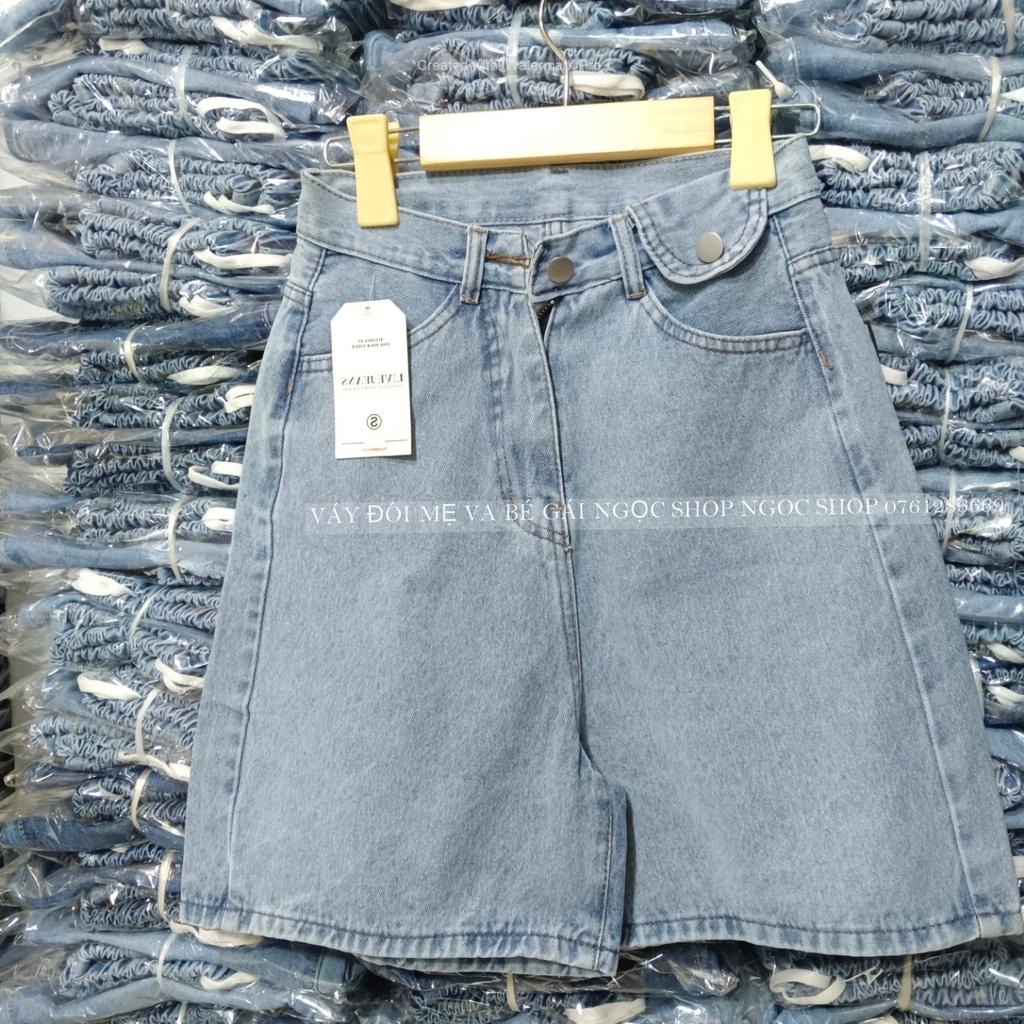 Quần short nữ jean ngố ống rộng lưng cao ulzang cao cấp chất jean cotton không co giãn