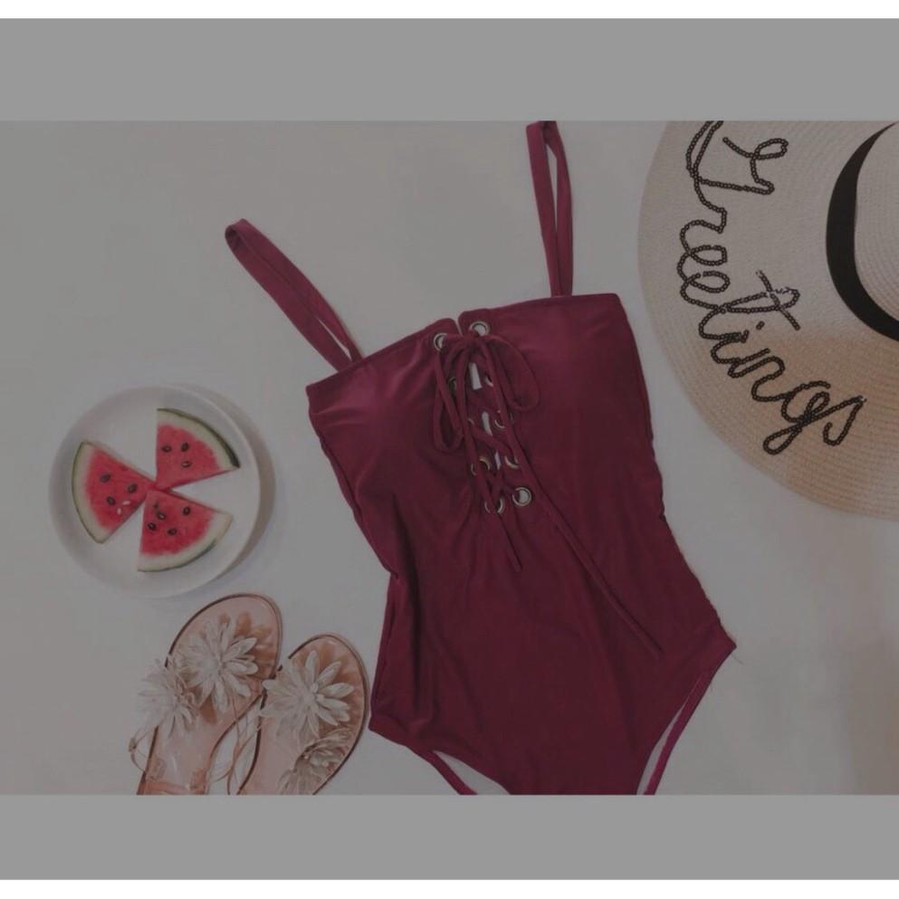 Bikini liền thân nút ngực đan dây che khuyết điểm - Eva Shop