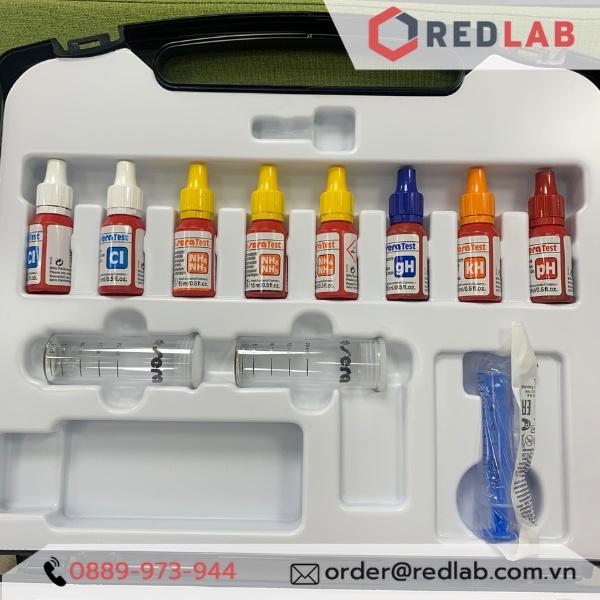 Bộ test nhanh Sera đo 9 chỉ tiêu kH, pH, NO2, NO3, PO4, Fe, NH3 / NH4, Cl, gH trong nước ao, hồ, nuôi cá