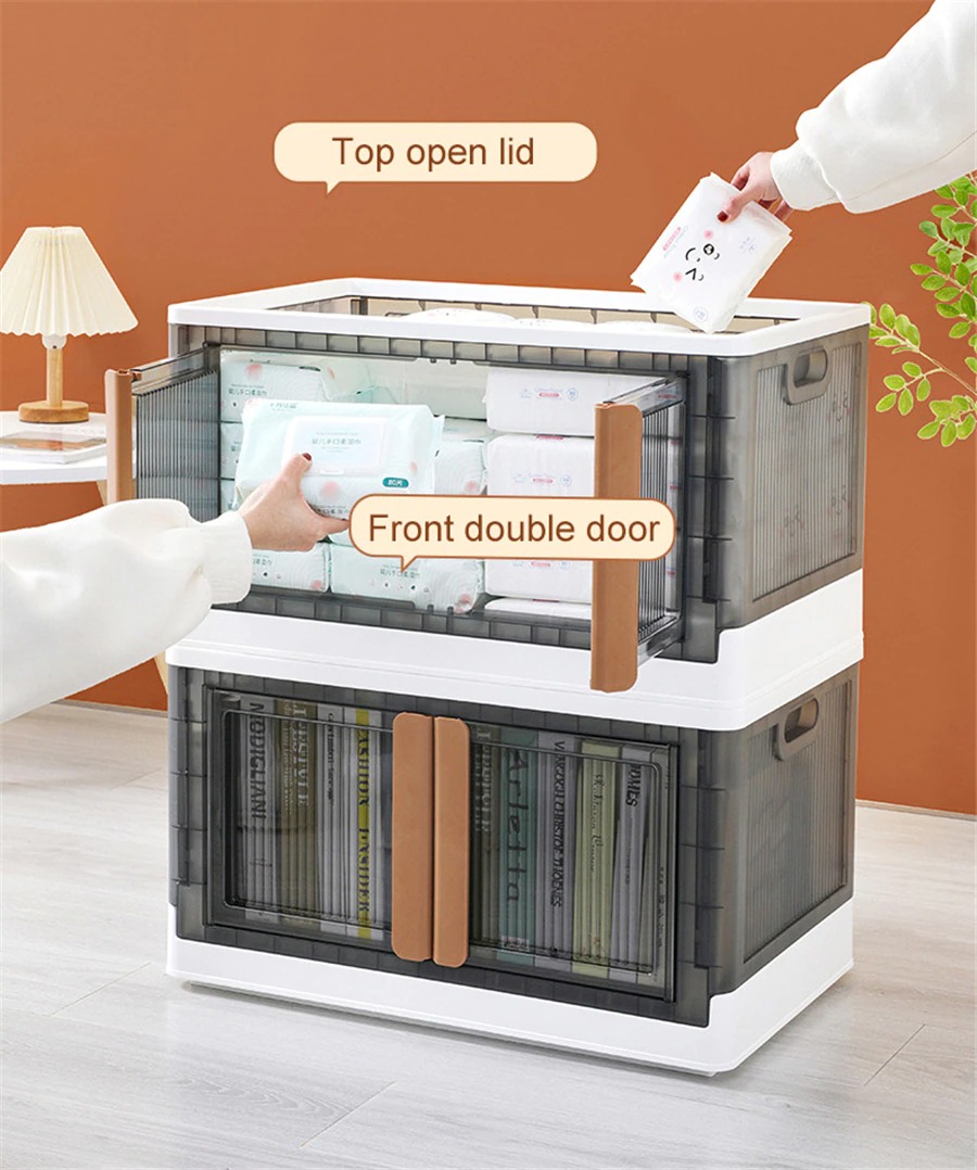 Hộp tủ lưu trữ nhựa 2 cửa có thể gấp gọn Plastic Storage Container Bedroom ( bộ 3 cái)