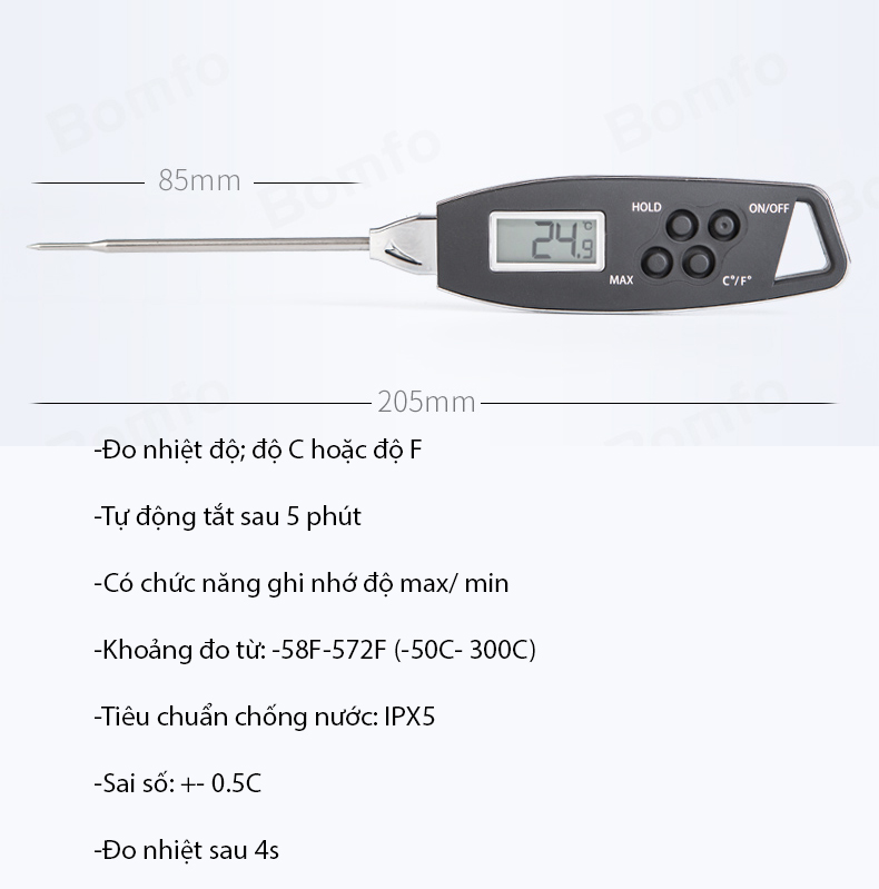 Nhiệt kế thực phẩm thức ăn điện tử