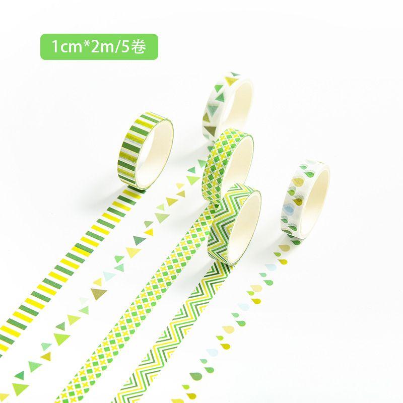 5 cuộn băng dính màu sắc trang trí sổ, washi tap, QNshop nguyên liệu handmade