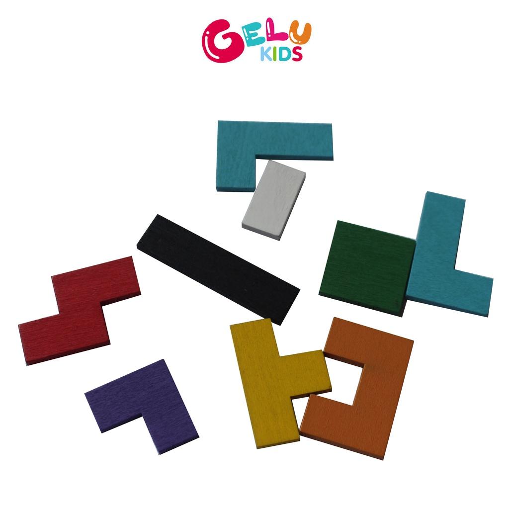 Đồ chơi xếp hình bằng gỗ, trò chơi xếp gạch Tetris phát triển tư duy cho trẻ - GLDC02