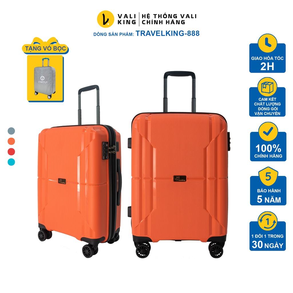 Vali kéo cao cấp TRAVELKING-888 nhựa PP chống vỡ, khoá STA, cổng sạc USB kích thước 20, 24 inch - BH 5 năm