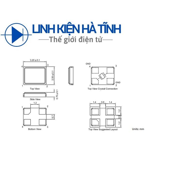 Thạch anh dán 3225 4 chân thạch anh SMD 4 chân 12MHZ 16MHZ 20MHZ 24MHZ 32x25mm