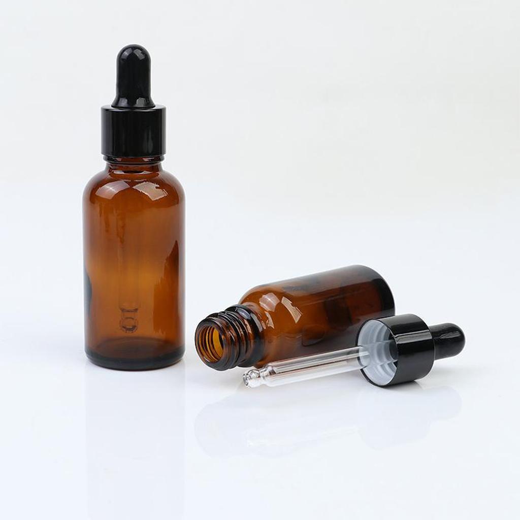3Pcs Amber Glass Bottle With Dropper, Empty Brown Cosmetex Glass Bottle,