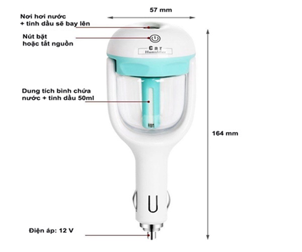 Máy khử mùi trên ô tô FRESH AIR + Tặng kèm 1 lọ tinh dầu