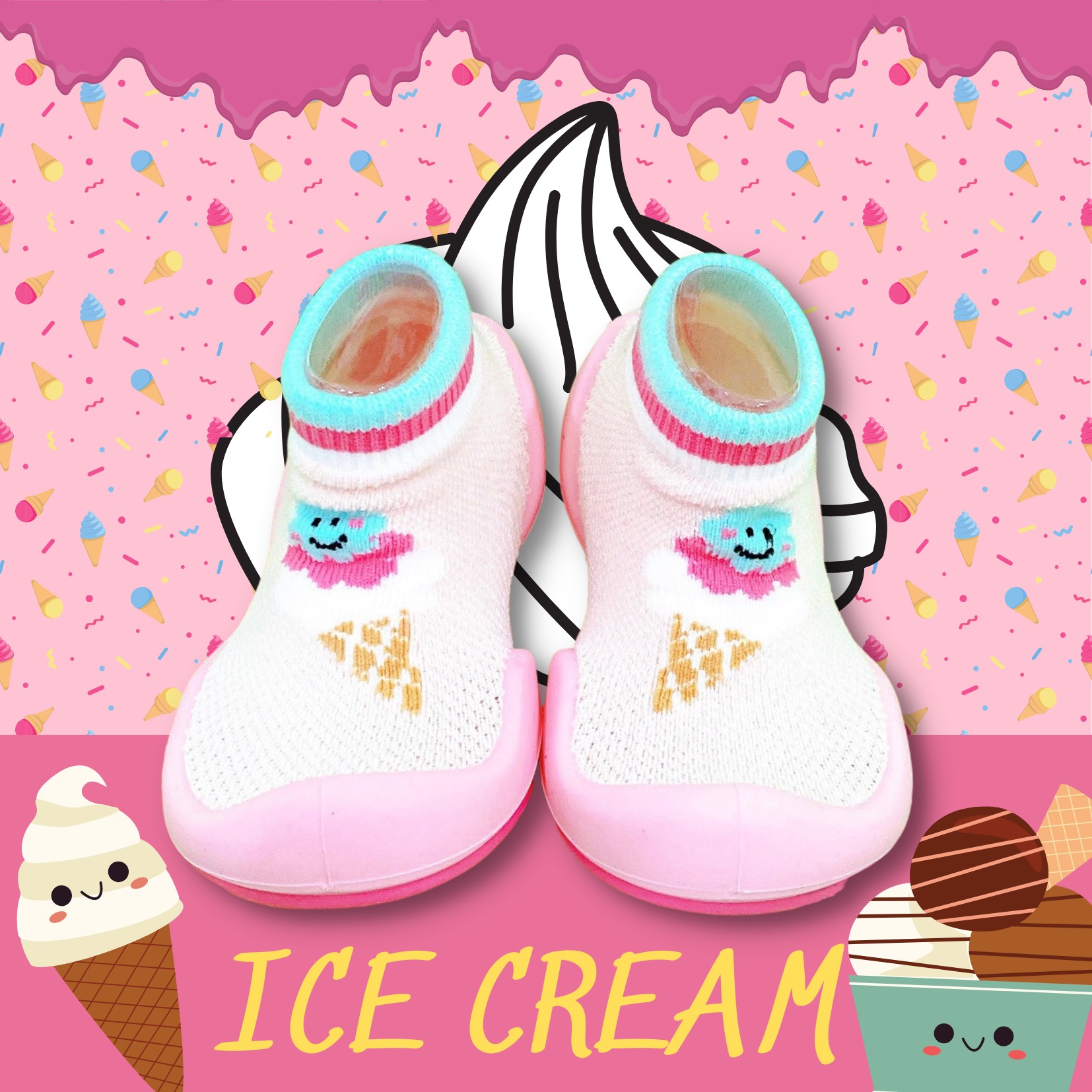 (Chính hãng Ggomoosin) Giày tập đi cho bé cưng ice cream