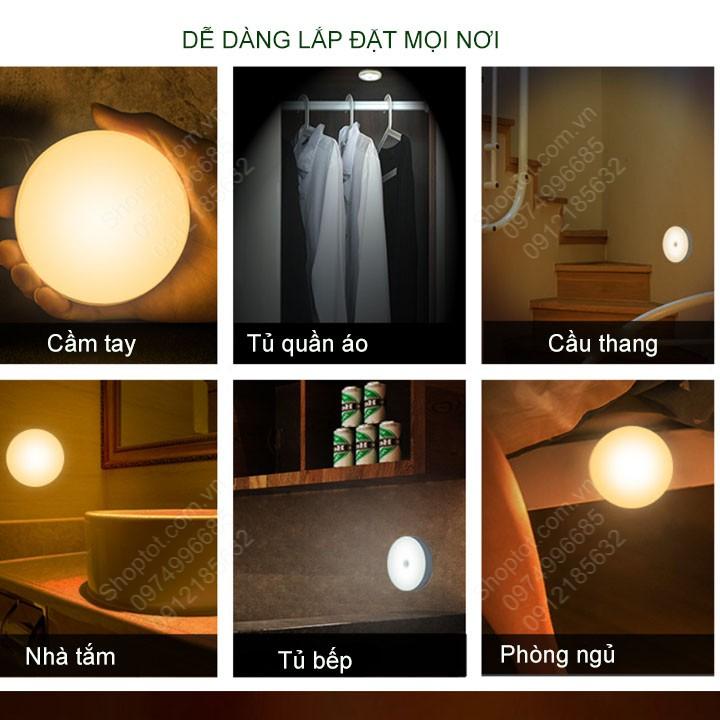 Đèn Led cảm biến hồng ngoại nhỏ gọn, 6 mắt led gắn tủ, hành lang, bếp, gường có miếng dán nam châm rất tiện