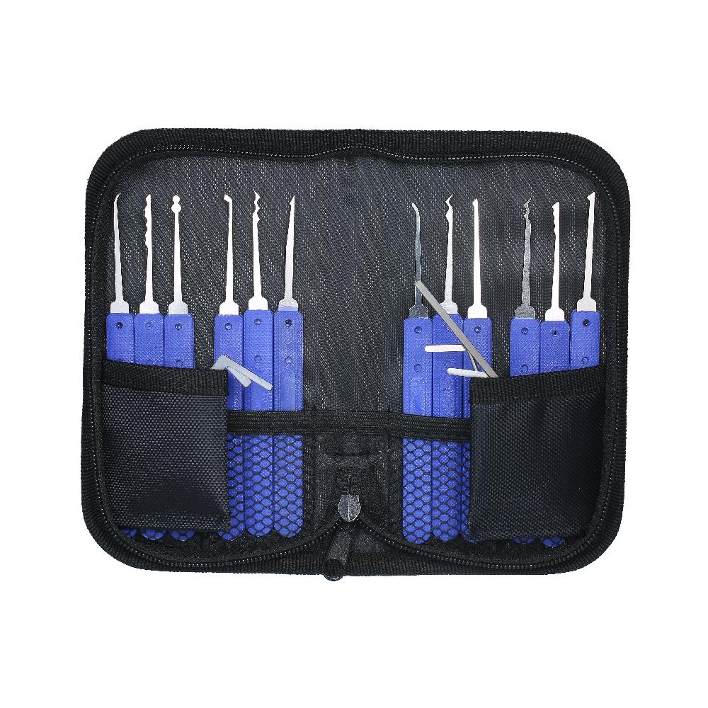 Bộ ổ khóa 17 món với 2 ổ khóa thực hành có thể nhìn thấy trong suốt training locksmith tools