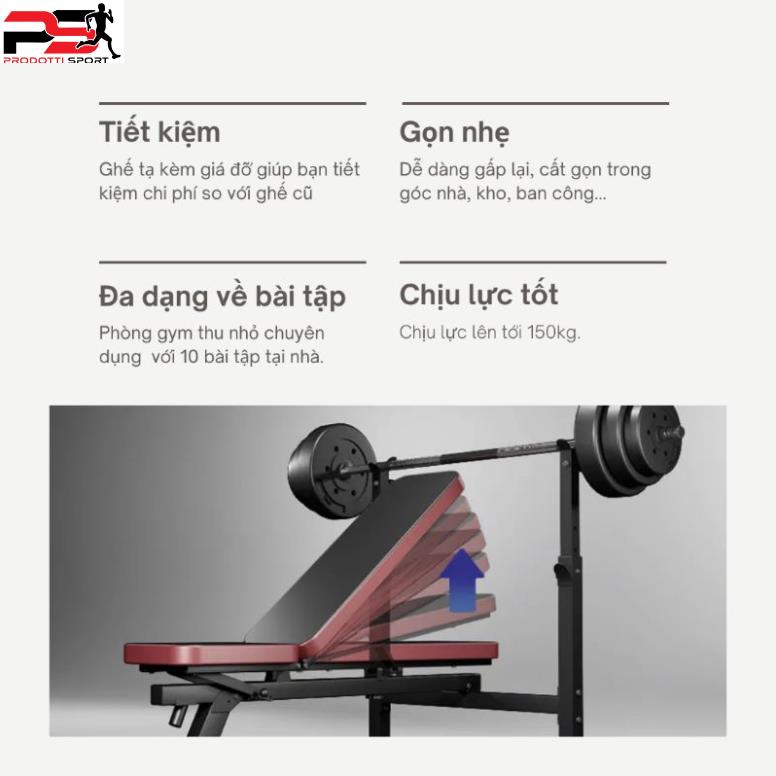 Ghế tập tạ kết hợp giá đỡ tạ TK-002 (chưa bao gồm bánh tạ và đòn tạ) tiện lọi