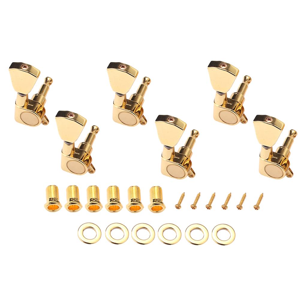 Sunnimix 6 Miếng 3R + 3L Đàn Guitar Chỉnh Chốt Chỉnh Âm Với Ferrules Ốc Vít Máy Giặt Cho LP Đàn Guitar Điện Phần Vàng