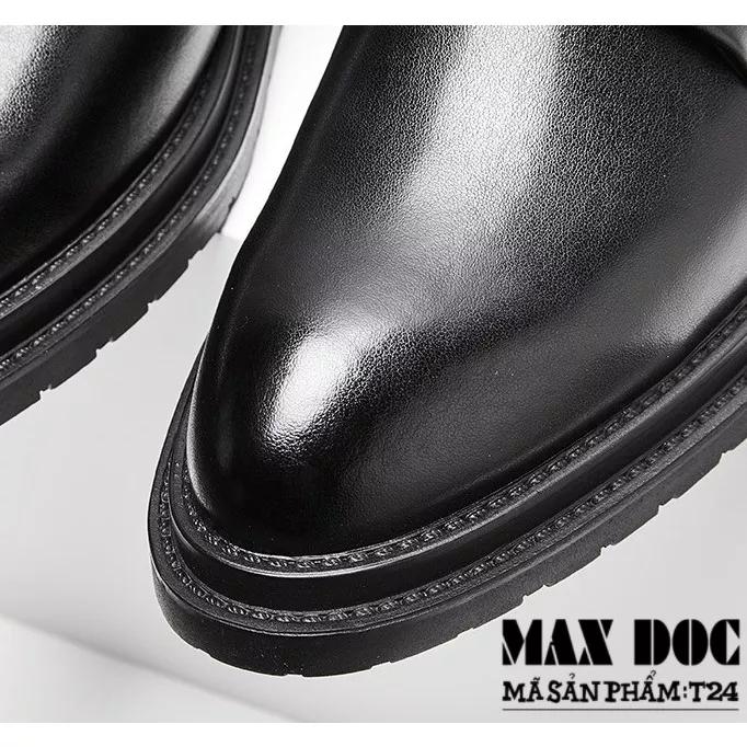 Giày Nam Buộc Dây, Giày Tây Chất Liệu Da Bò, Giày Oxford Nam Buộc Dây Màu Đen - Max Độc