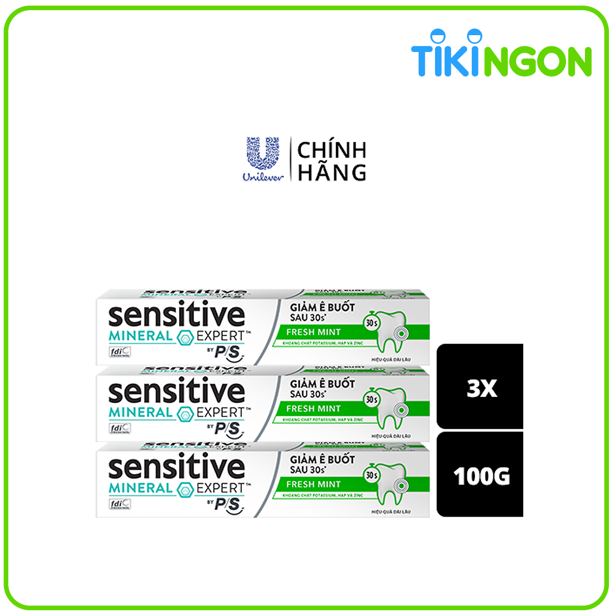 Combo 3 Kem Đánh Răng Sensitive Expert By P/S Fresh Mint Bạc Hà Thơm Mát 100g