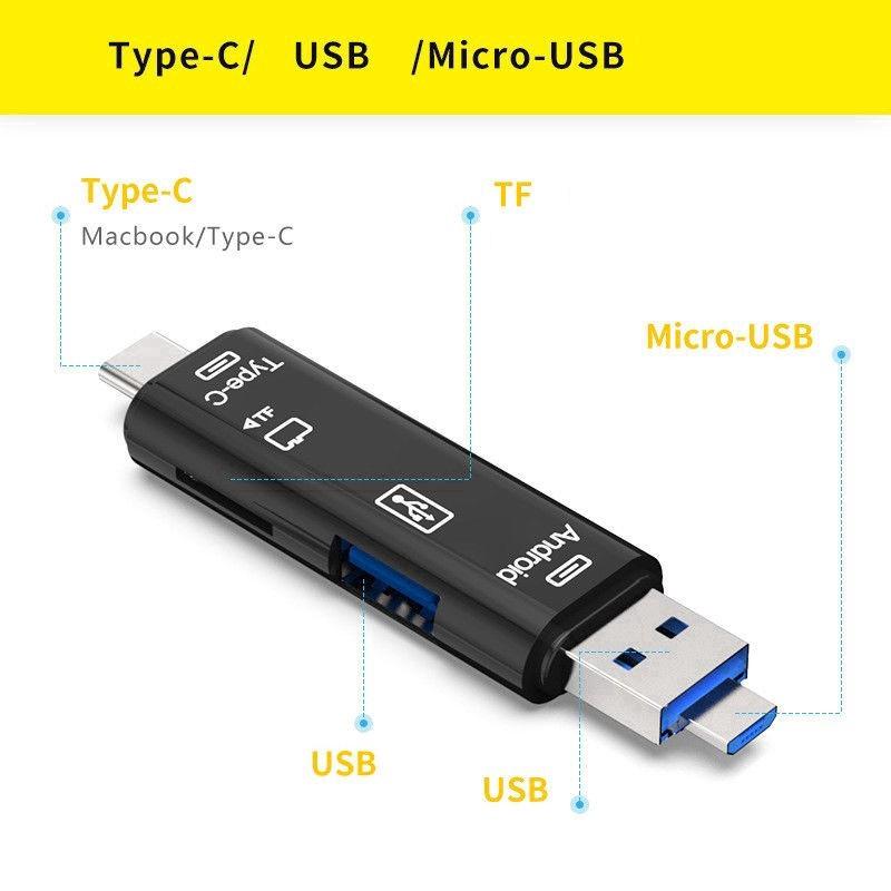 Đầu đọc thẻ nhớ SD đa năng từ Micro USB OTG sang USB 2.0 cho điện thoại Android và máy tính bảng