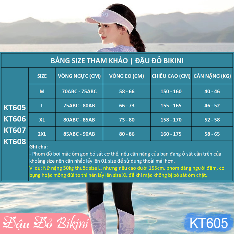 Bộ bơi nữ dài tay chống nắng toàn thân, thiết kế 3 mảnh mới trẻ trung cho eo thon gọn, thun bơi lạnh cao cấp dày mịn mát, bảo vệ da tối ưu và tôn dáng hoàn hảo | KT605