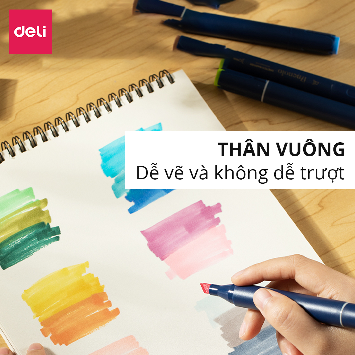 Bút Màu Marker Chuyên Nghiệp Hai Đầu Kèm Túi Vải Và Đế Họa Cụ Vẽ Tranh Cao Cấp Finenolo Deli - Phù Hợp Tô Màu Vẽ Tranh Manga Anime - EC184