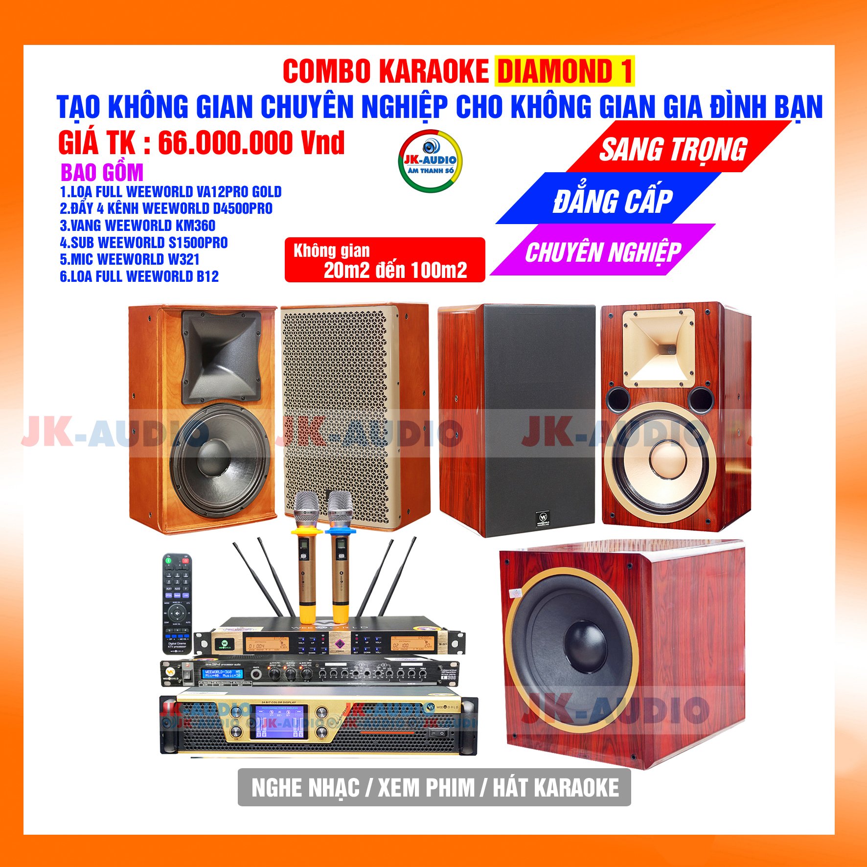 Dàn karaoke loa Weeworld Va12pro Gold &amp; loa  Weeworld B12 giá 66 triệu - Hàng chính hãng