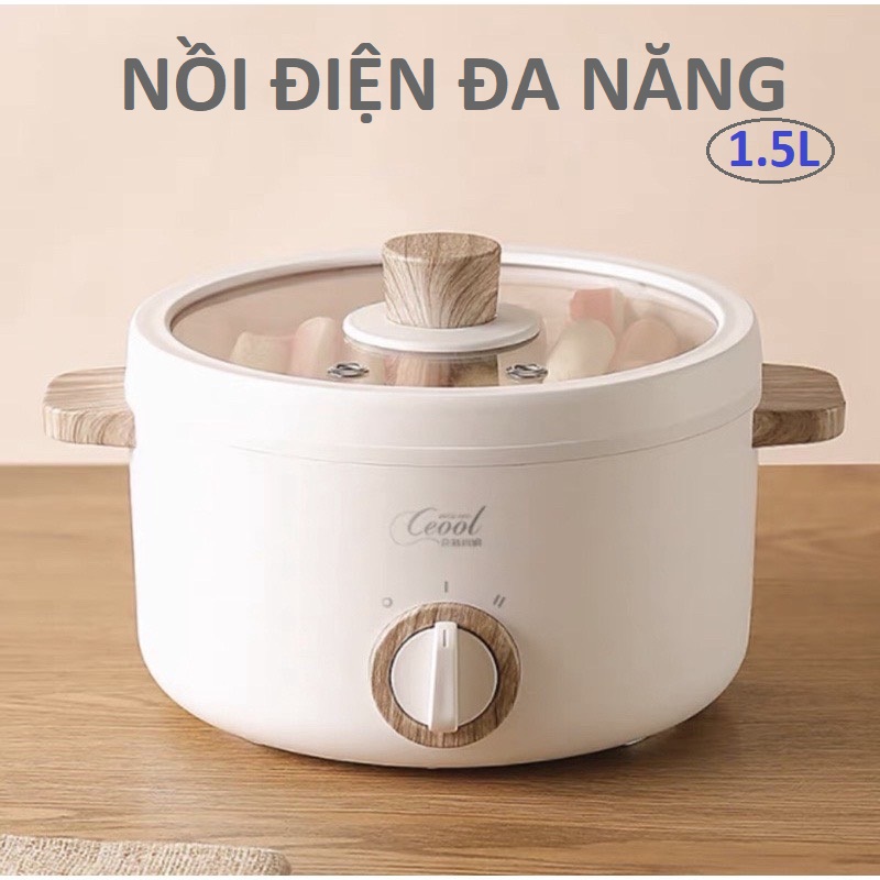 Nồi Điện Đa Năng 1.5L Nấu lẩu đa năng phù hợp văn phòng ký túc xá sinh viên - Hàng Chính Hãng