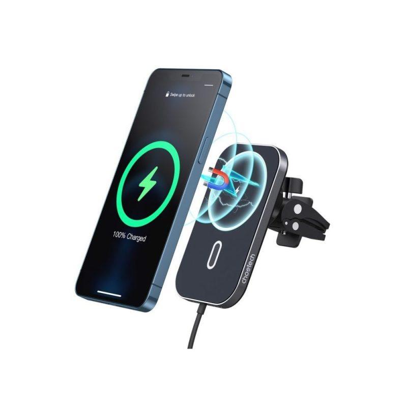 Giá đỡ điện thoại kiêm đế sạc không dây Mag-safe 15w gắn khe gió trên ô tô Choetech T200-F