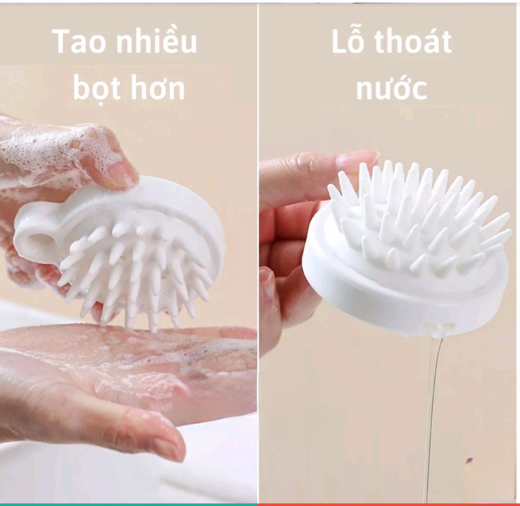 Bàn Chải Silicone, Lược Trắng Mềm Giúp Gội Đầu Thư Giãn Da Dầu Trong Lúc Gội, Kích Thích, Mát Xa Da Đầu, TakyHome 7022