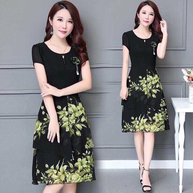 Đầm hoa trung niên cao cấp Lt06