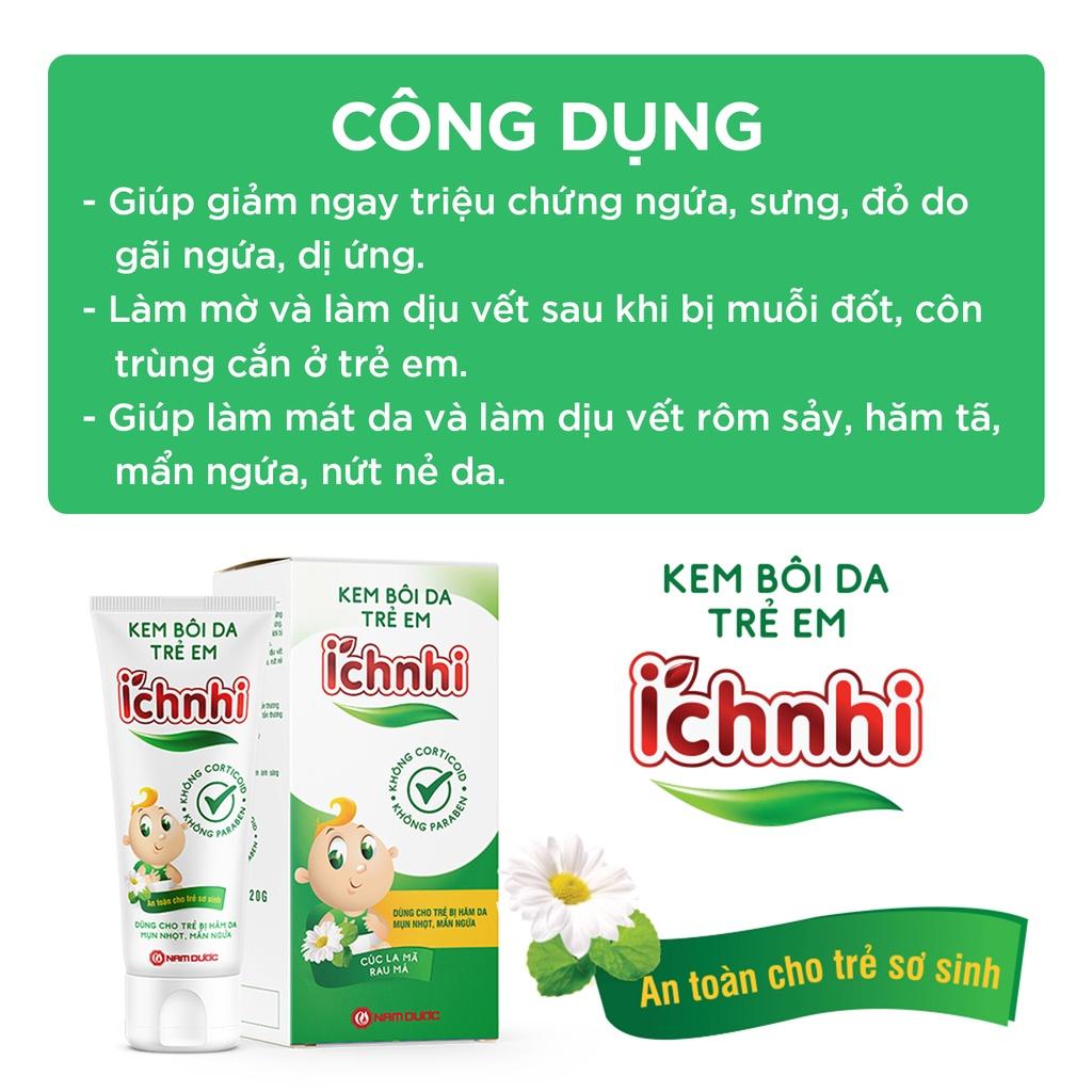 Kem bôi da trẻ em Ích Nhi 20g giúp giảm mẩn ngứa, sưng đỏ, dùng cho trẻ từ sơ sinh bị hăm tã, mụn nhọt, rôm sẩy