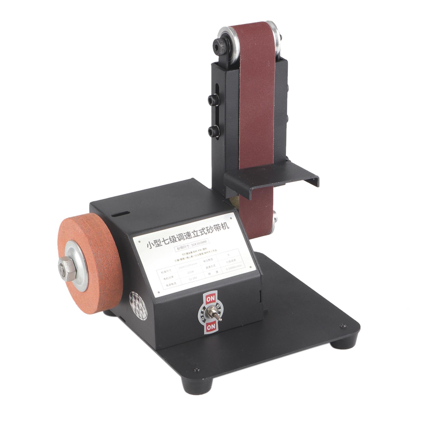 250W Máy chà nhám đai mini dọc và ngang Máy chà nhám điện Máy đánh bóng Máy mài Máy mài đai cát nhỏ Điều chỉnh 7 tốc độ với 10 đai chà nhám để đánh bóng kim loại acrylic gỗ