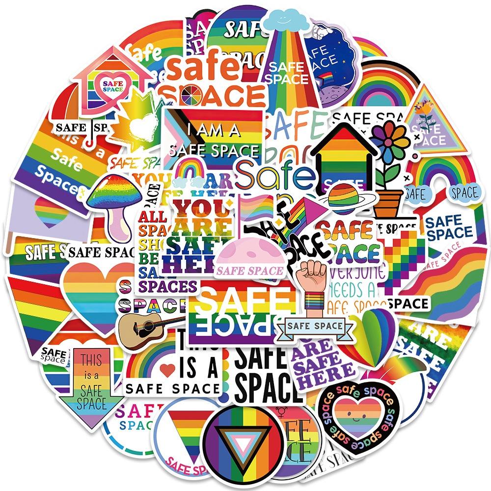 Set 50 Cái STICKER Cầu Vồng 7 Màu Chống Thấm Nước Trang Trí Điện Thoại , Laptop , Vali Siêu Nét
