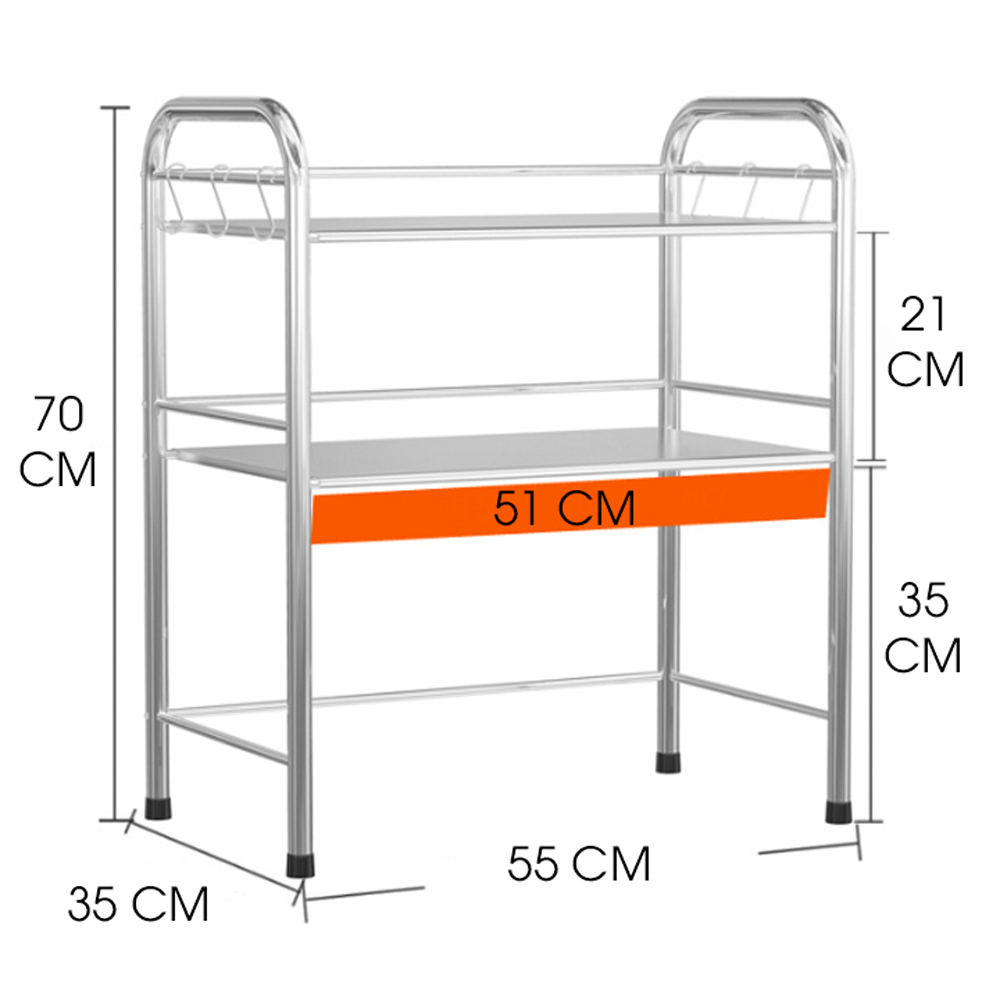 Kệ để lò vi sóng và đồ dùng nhà bếp inox 304 không gỉ, thiết kế 3 tầng gọn gàng