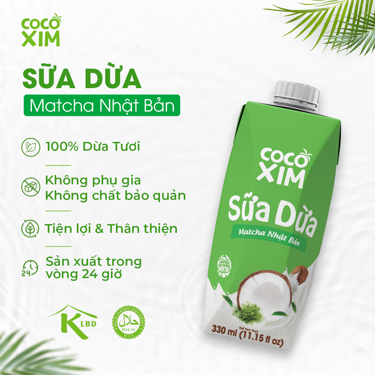 Sữa dừa Cocoxim Matcha 330ml