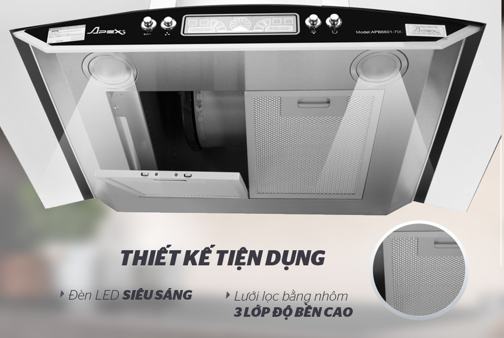 Máy Hút Mùi Kính Cong Sunhouse Apex APB6601-70C - Hàng chính hãng
