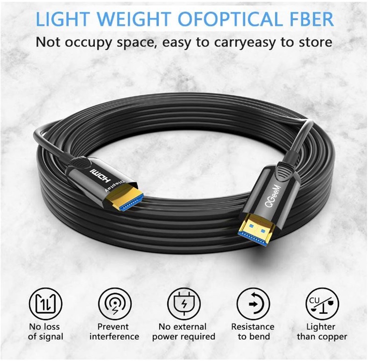 Dây cáp QGeeM HDMI 2.0 chuẩn 4K tốc độ cao 18 Gbps dài 10m đen, vỏ hợp kim kẽm, cáp HDMI-Hàng Chính Hãng