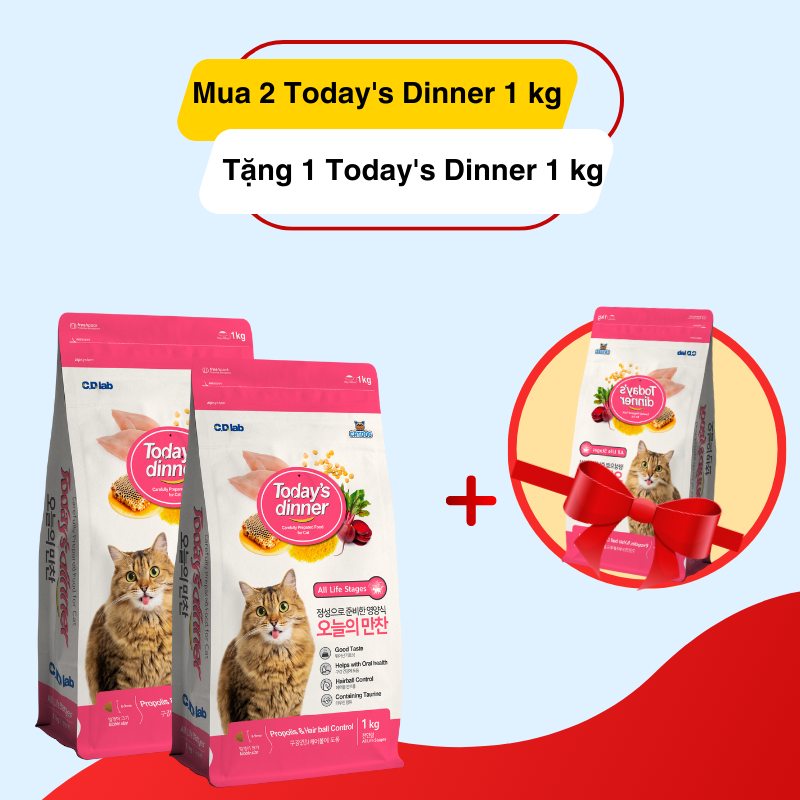 [TODAY'S DINNER 1KG] Thức ăn hạt cho mèo mọi lứa tuổi Hàn Quốc