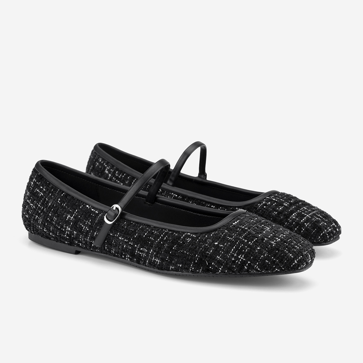 Vascara Giày Mary Janes Ballerina Phối Vải Tweed - GBB 0440