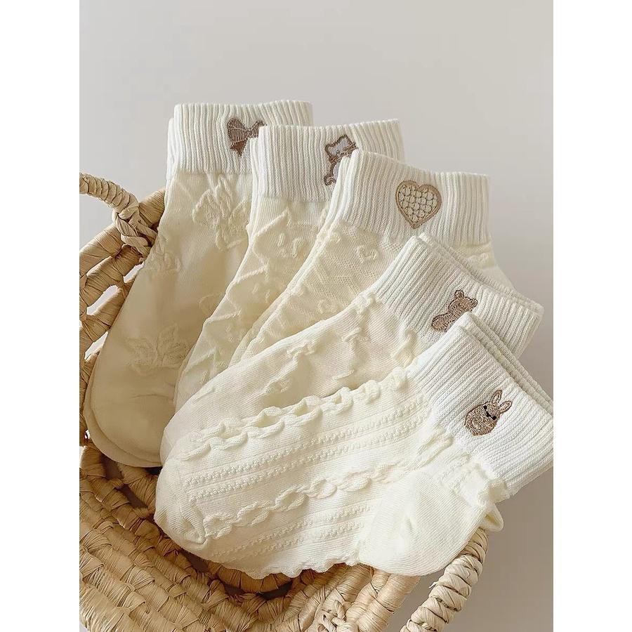 T11-Tất vớ nữ cổ ngắn dễ thương cotton hình thú màu trắng mỏng thoáng Urbanize - Chọn ngẫu nhiên