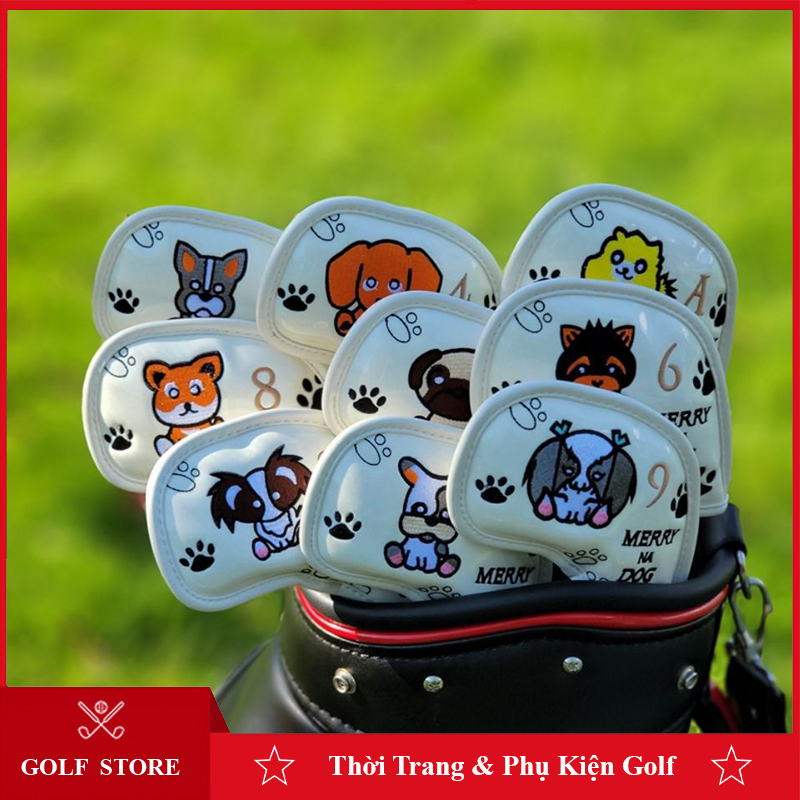 Bọc đầu gậy golf set cover gậy sắt da PU chống trầy xước bụi bẩn set 10 chiếc BD013