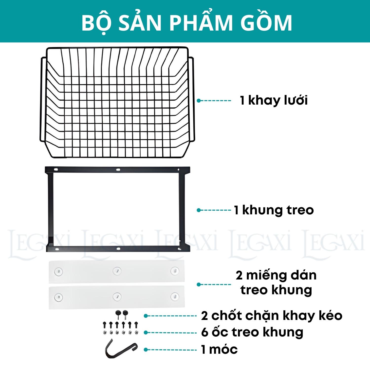 Khay lưới khung sắt để đồ dán dưới bàn làm việc bàn học làm việc ngăn bàn, hộc bàn văn phòng phẩm Legaxi