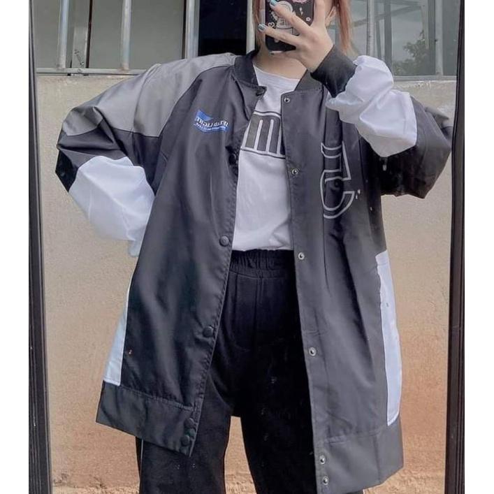 Áo khoác Bomber dù Jacket Ulzzang logo số 5 nữ form rộng