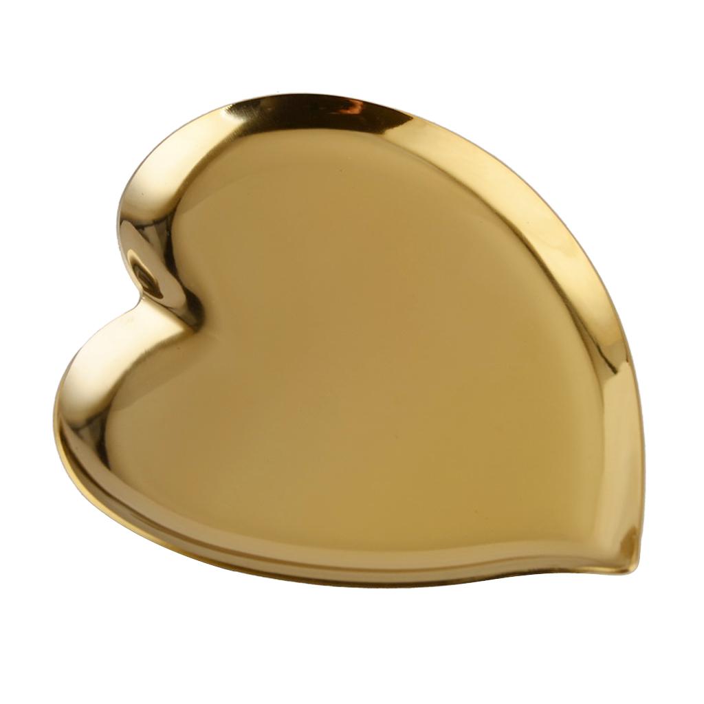 Stainless Steel Tea Fruit Tray Dish Plate Cosmetics Jewelry Organizer Heart