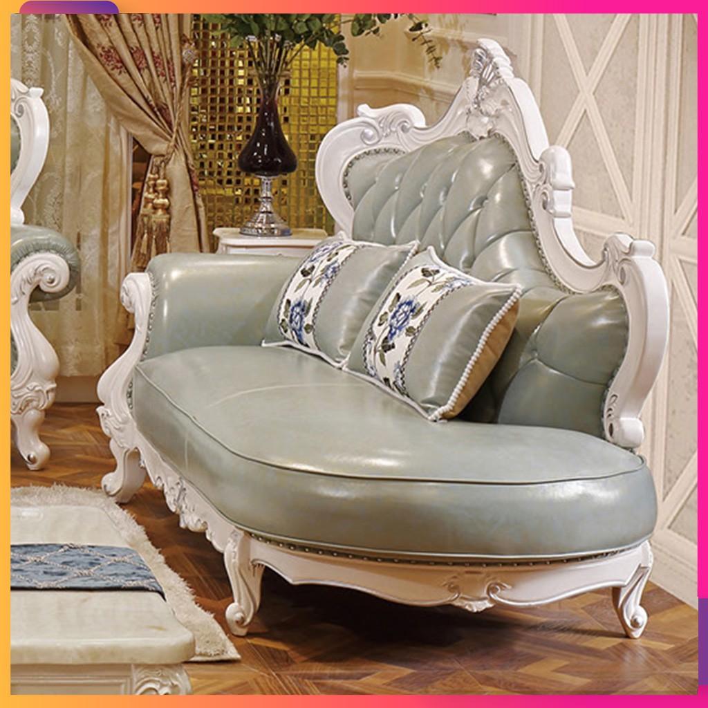 Sofa tân cổ điển hoàng gia cao cấp gỗ thịt bọc da bò Italy – sang trọng và đẳng cấp
