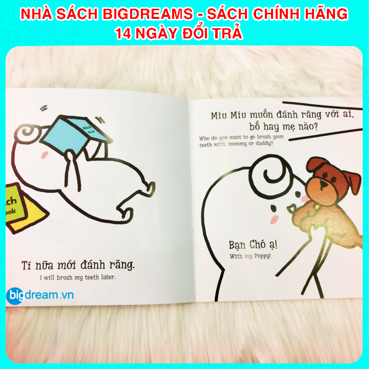 BẢN MỚI SONG NGỮ Miu Miu Tự Lập - Đánh Răng Ehon Kĩ Năng Sống Cho Bé 1-6 Tuổi (Phần 1) Miu miu hiểu chuyện Miu bé nhỏ