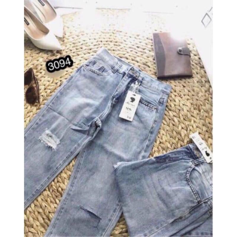 Quần baggy jean 3094 rách cơ bản, form chuẩn xịn logo mickey, kèm ảnh thật
