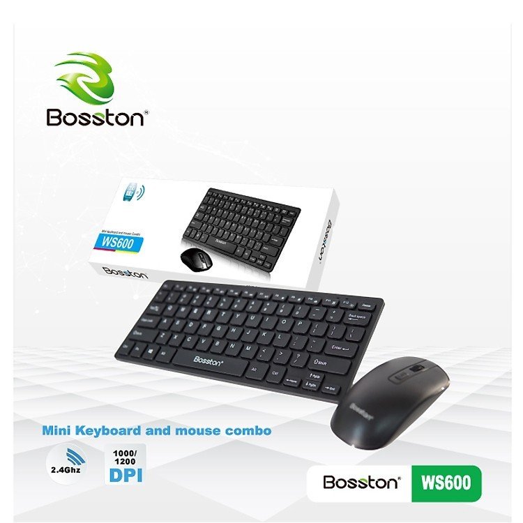 Combo Bàn Phím Và Chuột Không Dây Mini Bosston Ws600 Hàng Chính Hãng