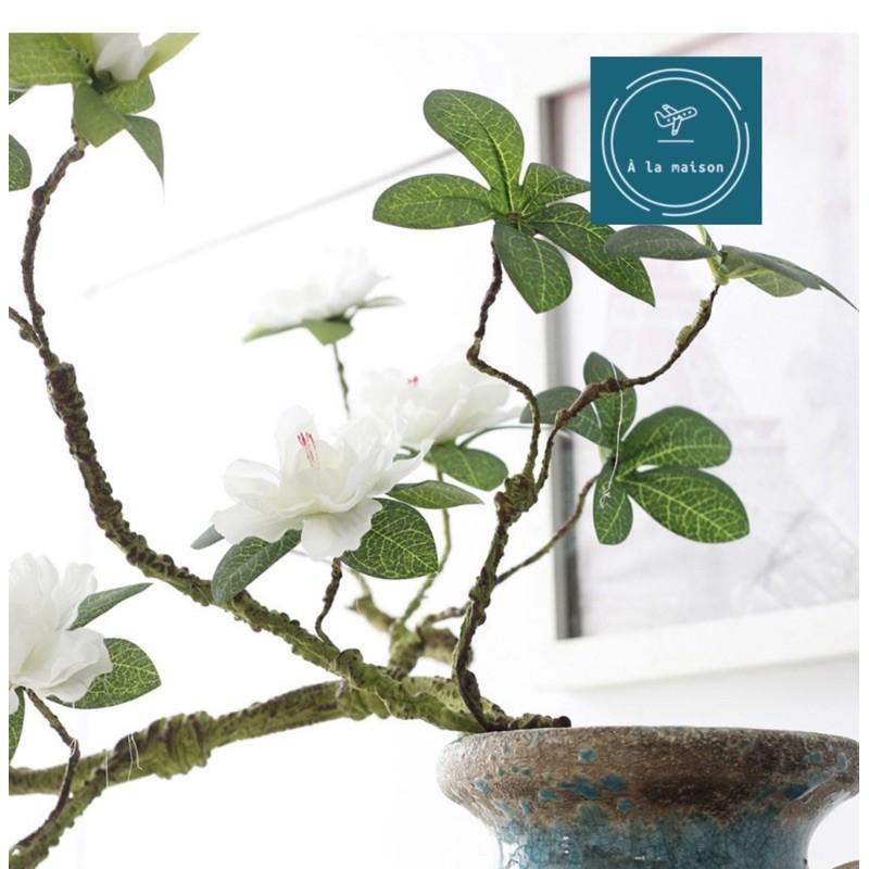 Cành hoa dành dành bon sai cao 90cm mô phỏng giống thật, dùng trong thiết kế hoa nghệ thuật, hoa trang trí